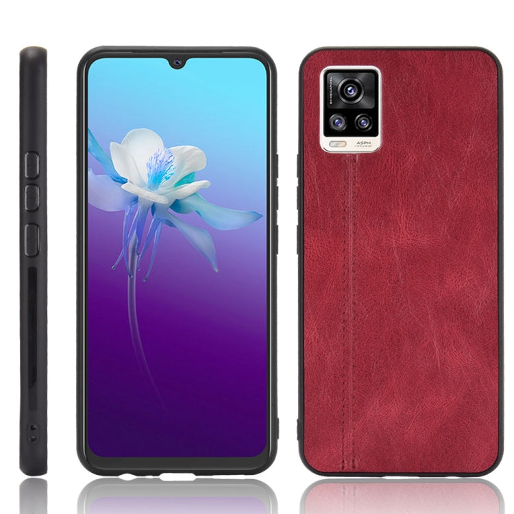 For Vivo V20 Shockproof Sewing Cow Pattern Skin PC + PU + TPU Case