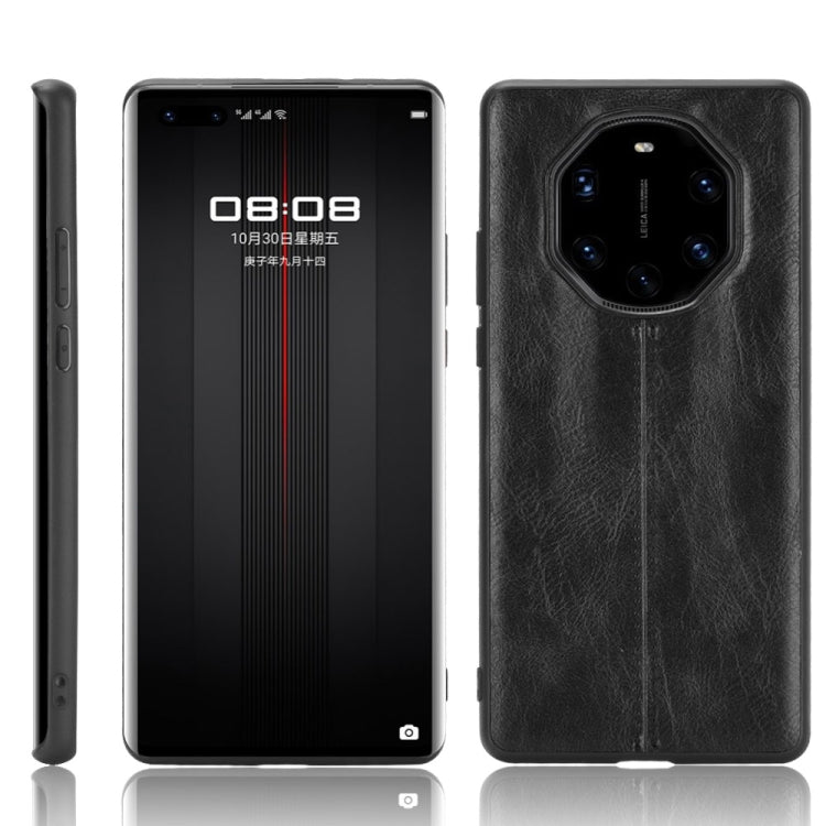 For Huawei Mate 40 RS Porsche Design Shockproof Sewing Cow Pattern Skin PC + PU + TPU Case