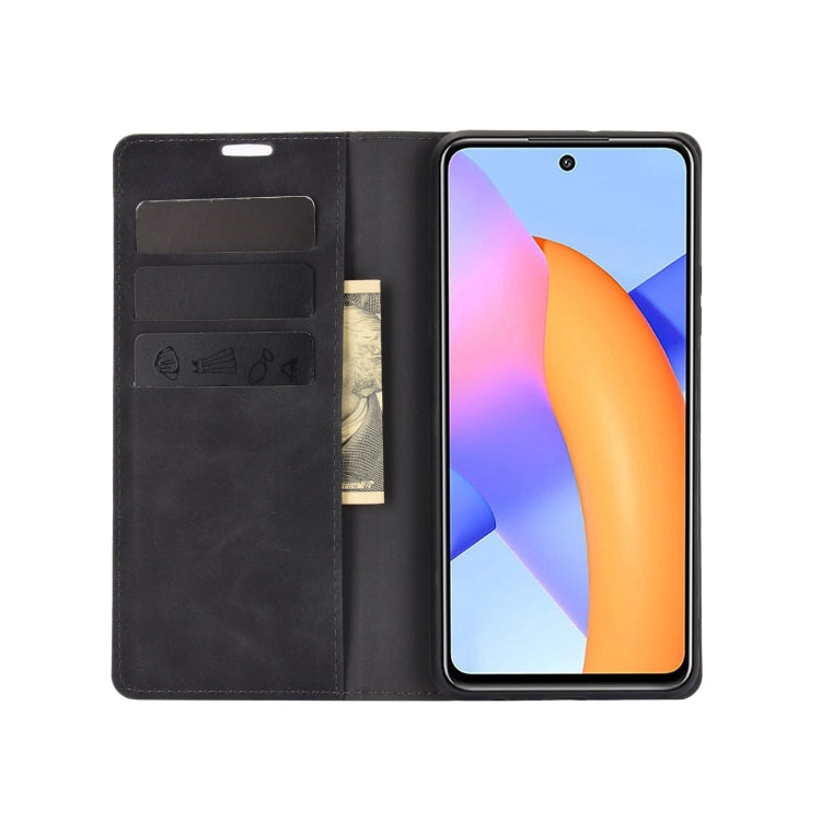 For Huawei Honor 10X Lite Retro-skin Business Magnetic Suction Leather Case with Holder & Card Slots & Wallet