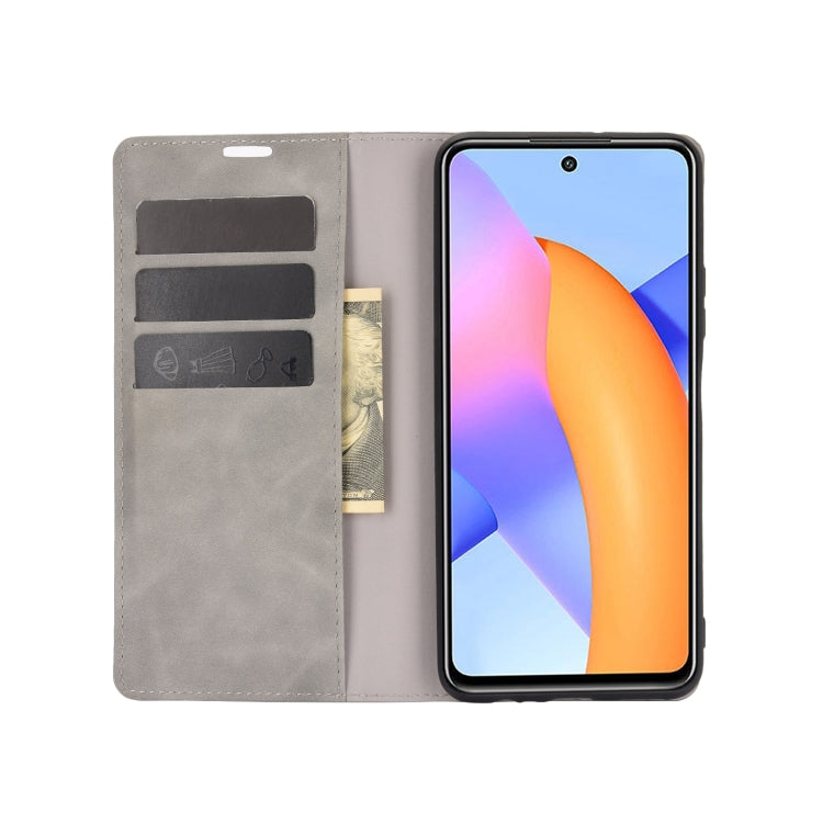 For Huawei Honor 10X Lite Retro-skin Business Magnetic Suction Leather Case with Holder & Card Slots & Wallet