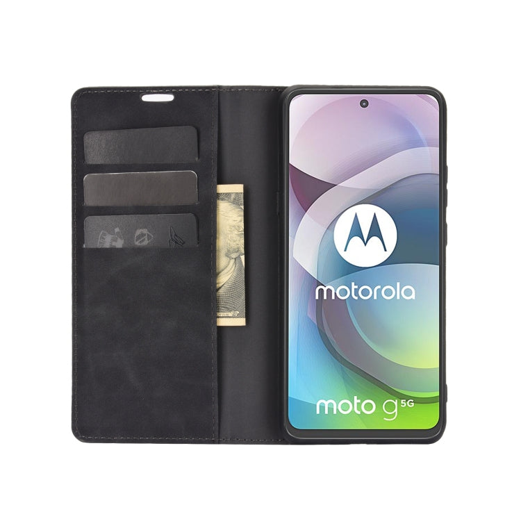 For Motorola Moto G 5G Retro-skin Business Magnetic Suction Leather Case with Holder & Card Slots & Wallet