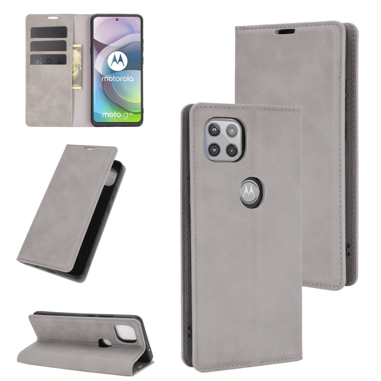 For Motorola Moto G 5G Retro-skin Business Magnetic Suction Leather Case with Holder & Card Slots & Wallet