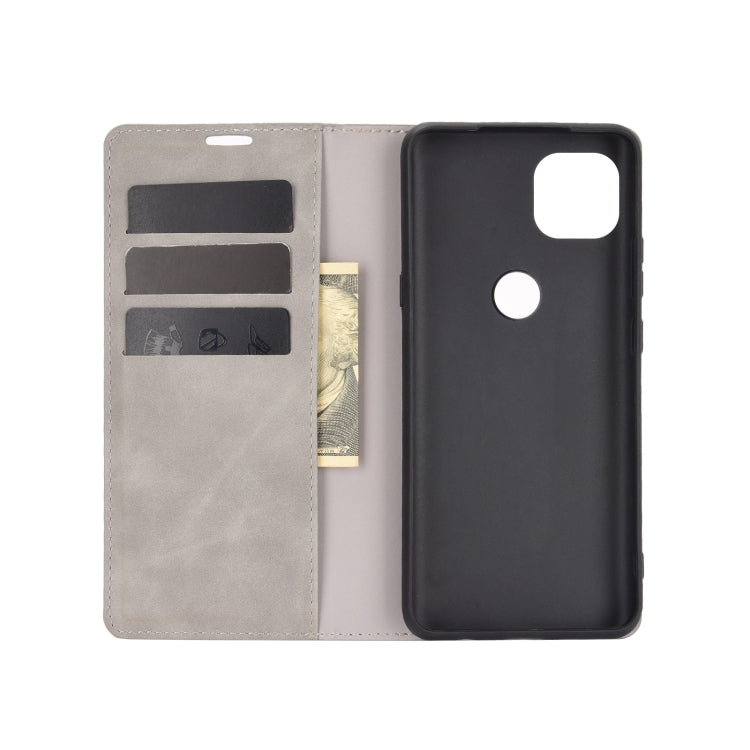 For Motorola Moto G 5G Retro-skin Business Magnetic Suction Leather Case with Holder & Card Slots & Wallet