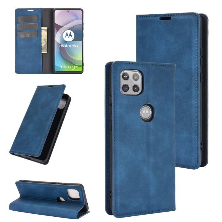 For Motorola Moto G 5G Retro-skin Business Magnetic Suction Leather Case with Holder & Card Slots & Wallet
