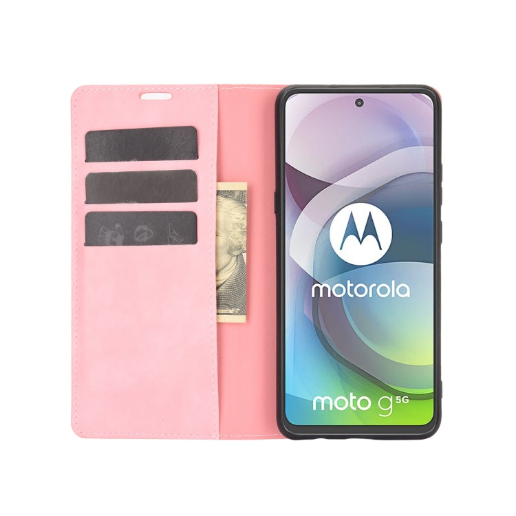 For Motorola Moto G 5G Retro-skin Business Magnetic Suction Leather Case with Holder & Card Slots & Wallet