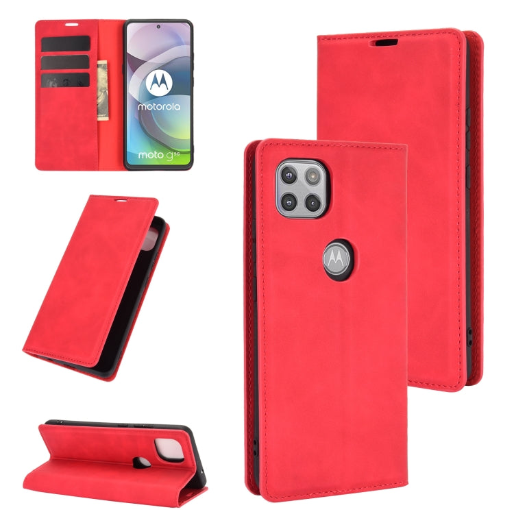 For Motorola Moto G 5G Retro-skin Business Magnetic Suction Leather Case with Holder & Card Slots & Wallet