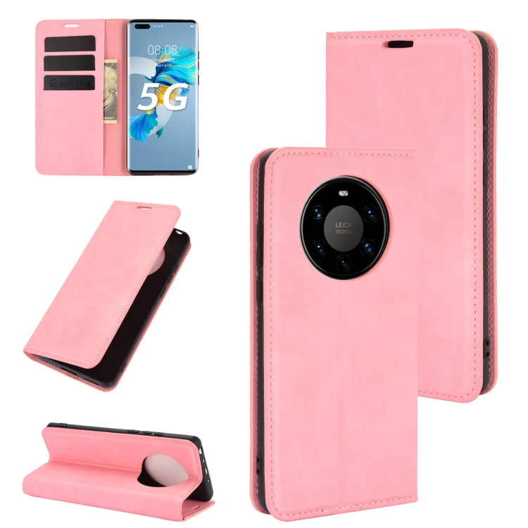 For Huawei Mate 40 Pro+ Retro-skin Business Magnetic Suction Leather Case with Holder & Card Slots & Wallet