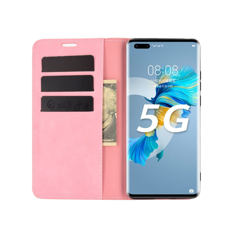 For Huawei Mate 40 Pro+ Retro-skin Business Magnetic Suction Leather Case with Holder & Card Slots & Wallet