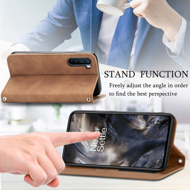 Retro Skin Feel Business Magnetic Horizontal Flip Leather Case With Holder & Card Slots & Wallet & Photo Frame For OnePlus Nord