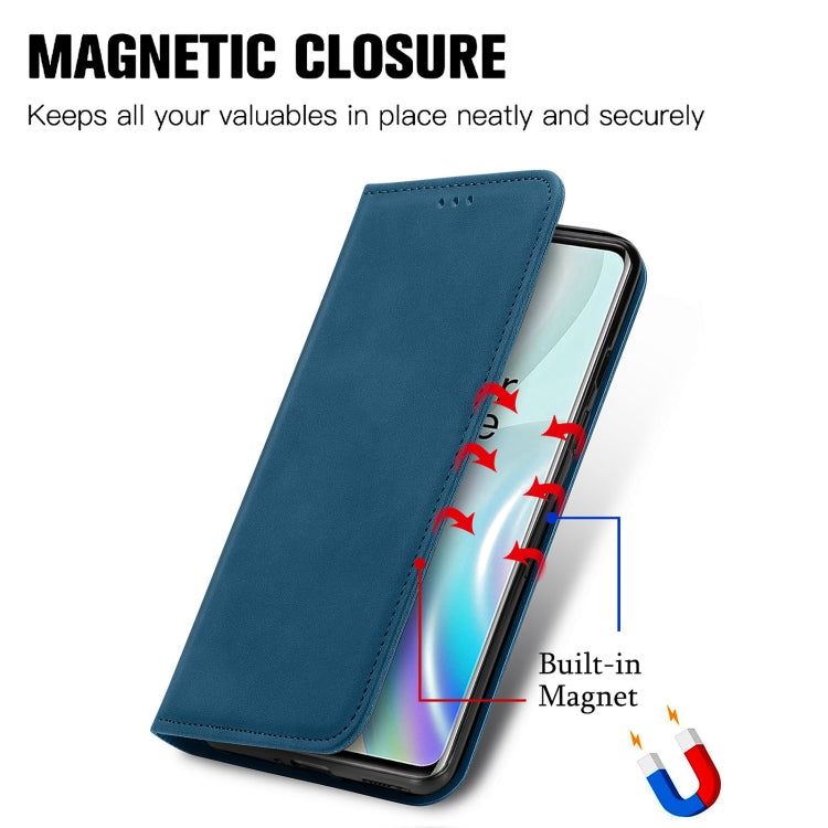 Retro Skin Feel Business Magnetic Horizontal Flip Leather Case With Holder & Card Slots & Wallet & Photo Frame For OnePlus 8