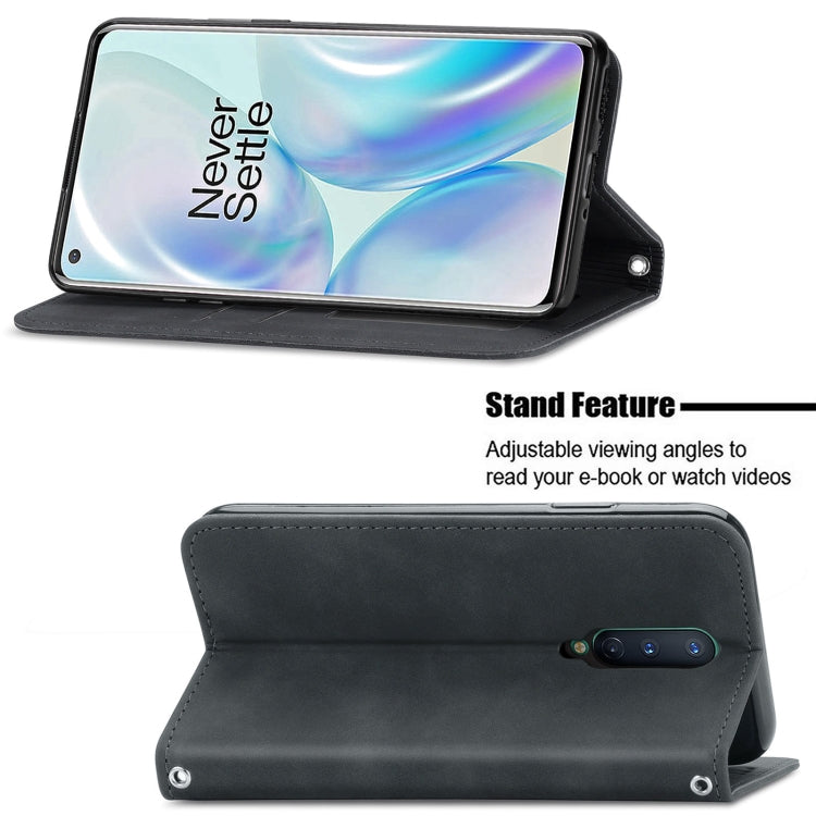 Retro Skin Feel Business Magnetic Horizontal Flip Leather Case With Holder & Card Slots & Wallet & Photo Frame For OnePlus 8