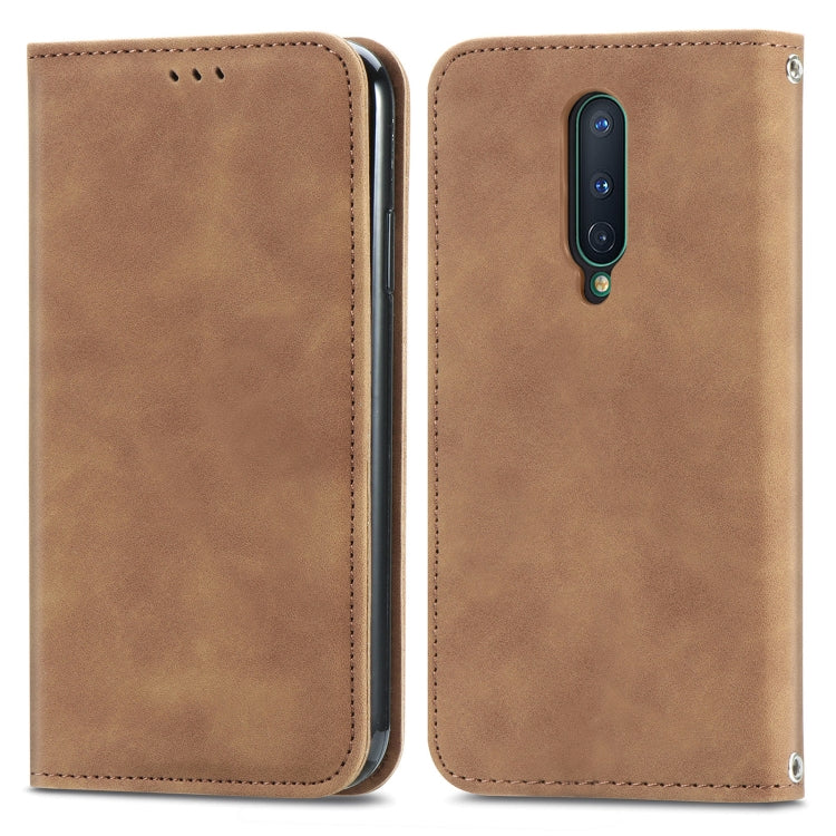 Retro Skin Feel Business Magnetic Horizontal Flip Leather Case With Holder & Card Slots & Wallet & Photo Frame For OnePlus 8