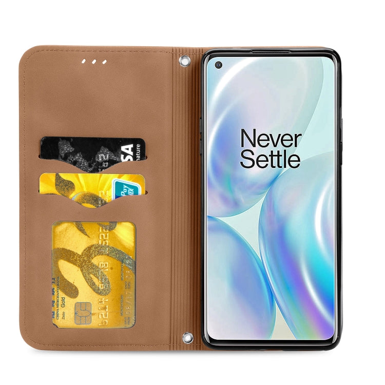 Retro Skin Feel Business Magnetic Horizontal Flip Leather Case With Holder & Card Slots & Wallet & Photo Frame For OnePlus 8