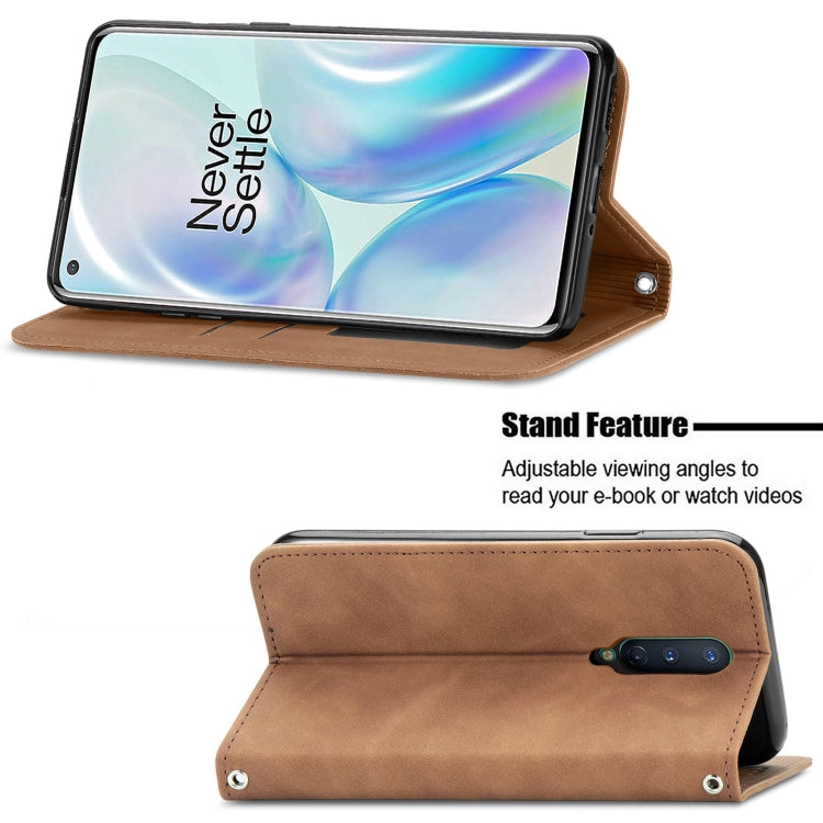 Retro Skin Feel Business Magnetic Horizontal Flip Leather Case With Holder & Card Slots & Wallet & Photo Frame For OnePlus 8