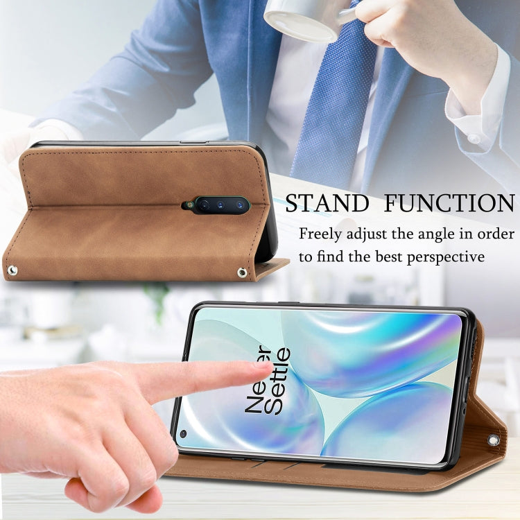 Retro Skin Feel Business Magnetic Horizontal Flip Leather Case With Holder & Card Slots & Wallet & Photo Frame For OnePlus 8