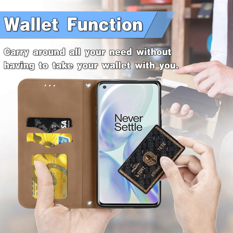 Retro Skin Feel Business Magnetic Horizontal Flip Leather Case With Holder & Card Slots & Wallet & Photo Frame For OnePlus 8