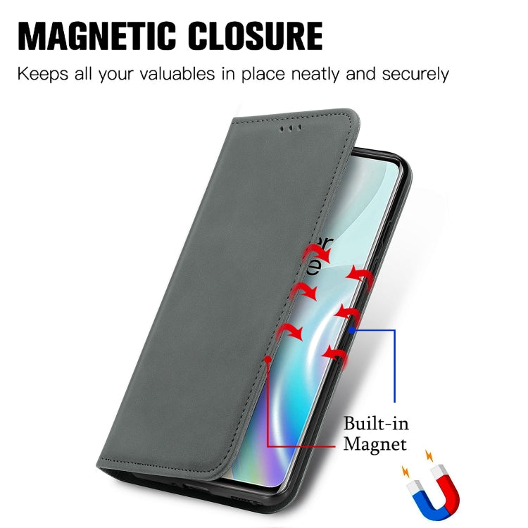 Retro Skin Feel Business Magnetic Horizontal Flip Leather Case With Holder & Card Slots & Wallet & Photo Frame For OnePlus 8