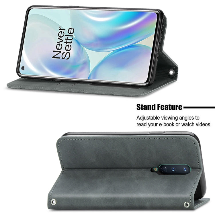 Retro Skin Feel Business Magnetic Horizontal Flip Leather Case With Holder & Card Slots & Wallet & Photo Frame For OnePlus 8