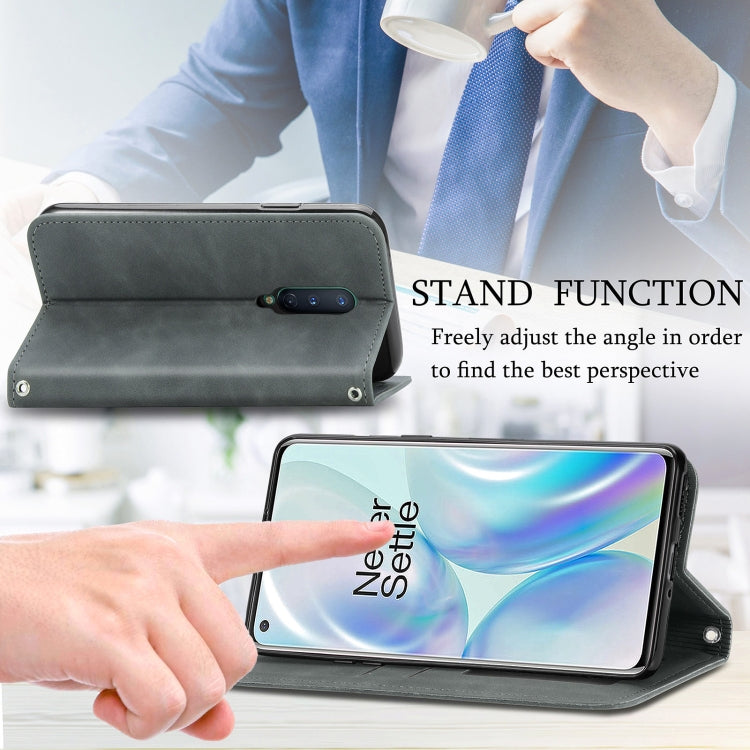 Retro Skin Feel Business Magnetic Horizontal Flip Leather Case With Holder & Card Slots & Wallet & Photo Frame For OnePlus 8