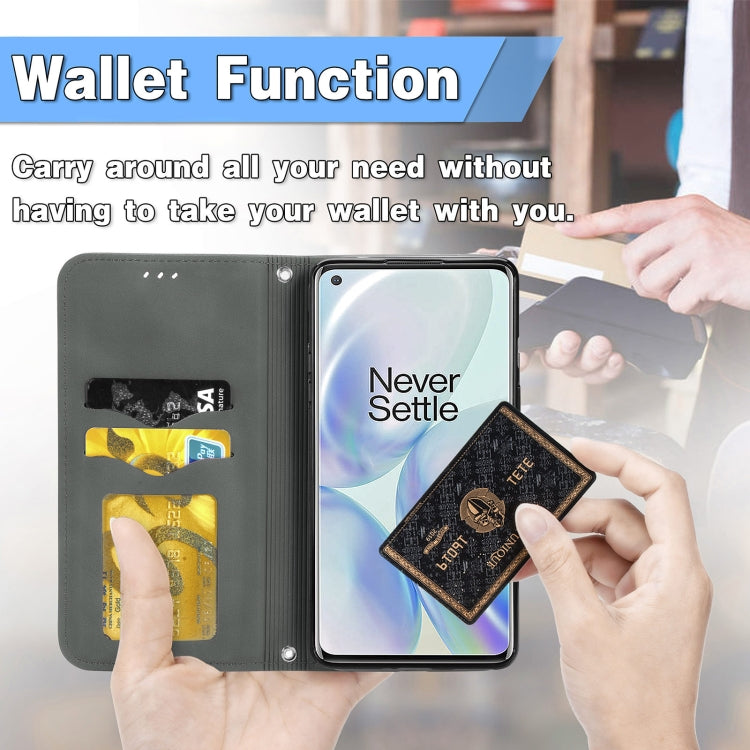 Retro Skin Feel Business Magnetic Horizontal Flip Leather Case With Holder & Card Slots & Wallet & Photo Frame For OnePlus 8