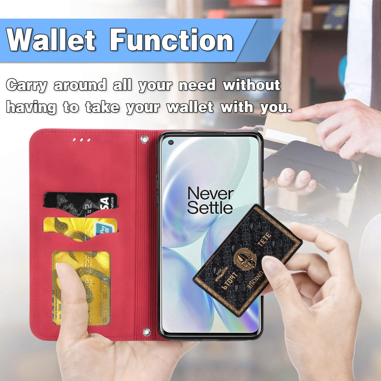 Retro Skin Feel Business Magnetic Horizontal Flip Leather Case With Holder & Card Slots & Wallet & Photo Frame For OnePlus 8