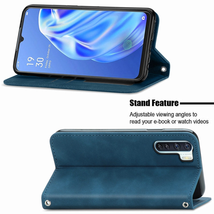 Retro Skin Feel Business Magnetic Horizontal Flip Leather Case With Holder & Card Slots & Wallet & Photo Frame For OPPO F15
