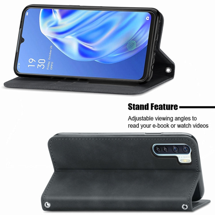 Retro Skin Feel Business Magnetic Horizontal Flip Leather Case With Holder & Card Slots & Wallet & Photo Frame For OPPO F15