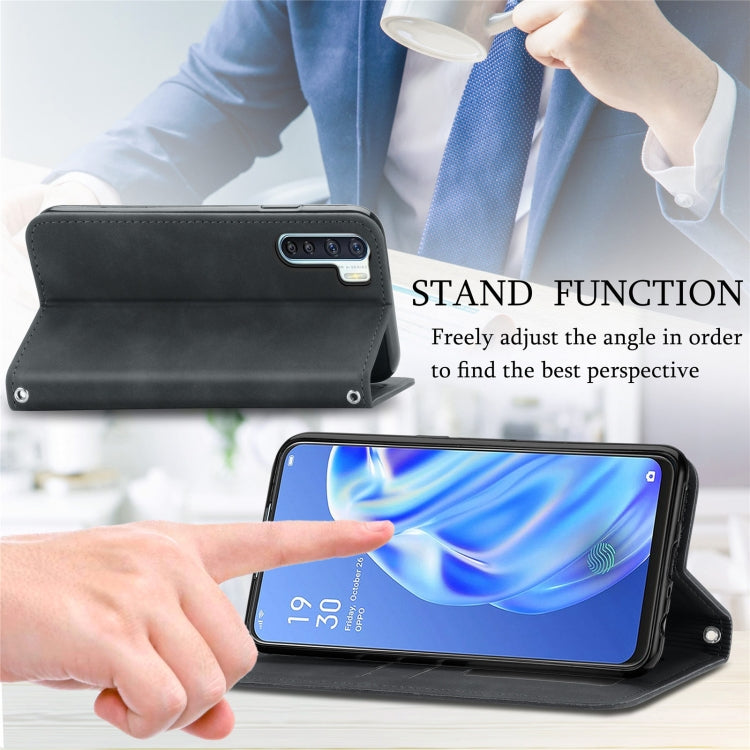 Retro Skin Feel Business Magnetic Horizontal Flip Leather Case With Holder & Card Slots & Wallet & Photo Frame For OPPO F15
