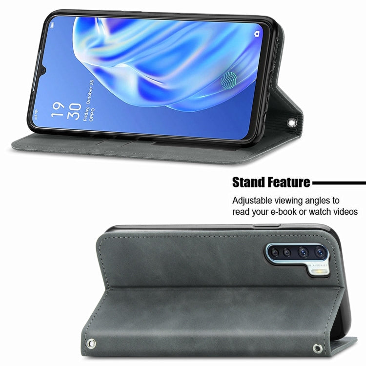 Retro Skin Feel Business Magnetic Horizontal Flip Leather Case With Holder & Card Slots & Wallet & Photo Frame For OPPO F15