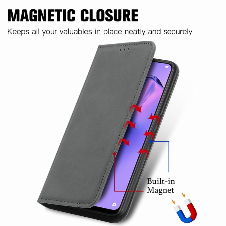 Retro Skin Feel Business Magnetic Horizontal Flip Leather Case With Holder & Card Slots & Wallet & Photo Frame For OPPO A8