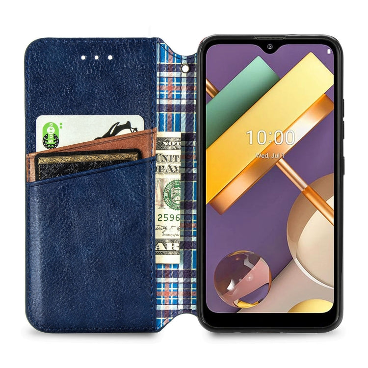 For LG K22 Cubic Grid Pressed Horizontal Flip Magnetic PU Leather Case with Holder & Card Slots & Wallet