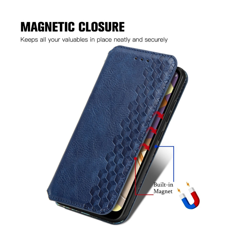 For LG K22 Cubic Grid Pressed Horizontal Flip Magnetic PU Leather Case with Holder & Card Slots & Wallet