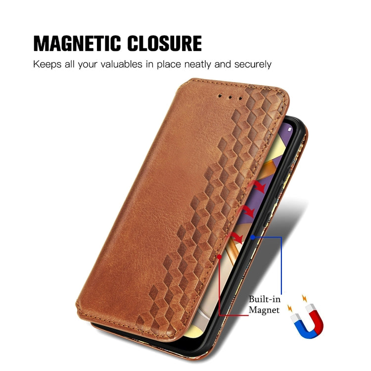 For LG K22 Cubic Grid Pressed Horizontal Flip Magnetic PU Leather Case with Holder & Card Slots & Wallet