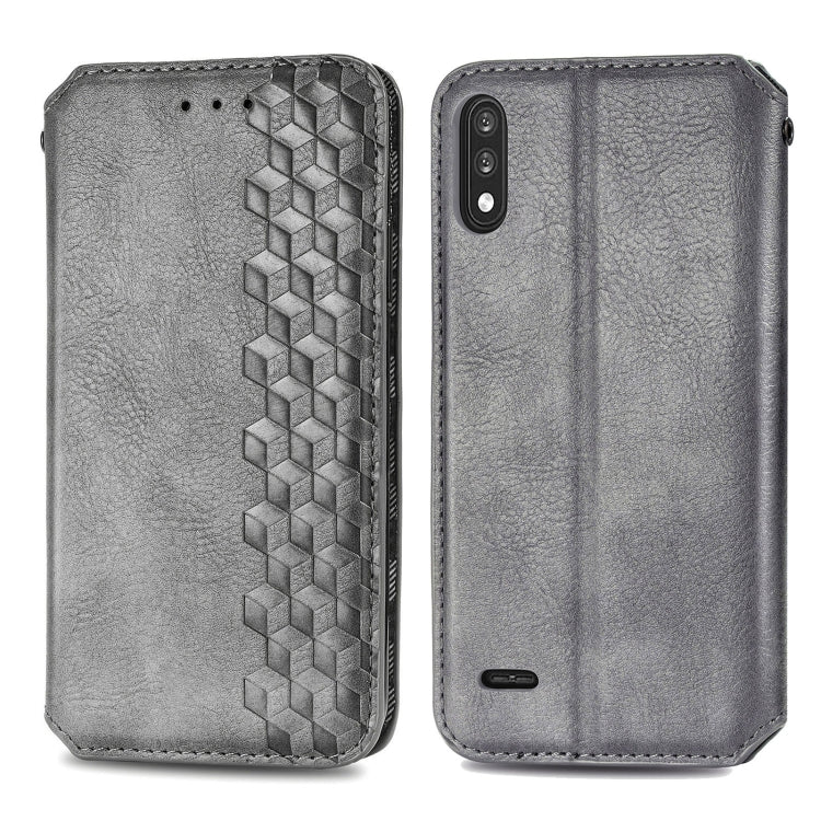 For LG K22 Cubic Grid Pressed Horizontal Flip Magnetic PU Leather Case with Holder & Card Slots & Wallet