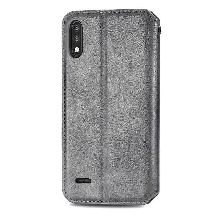 For LG K22 Cubic Grid Pressed Horizontal Flip Magnetic PU Leather Case with Holder & Card Slots & Wallet