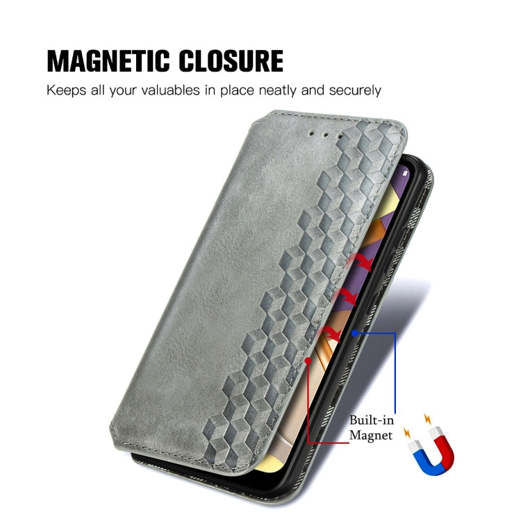 For LG K22 Cubic Grid Pressed Horizontal Flip Magnetic PU Leather Case with Holder & Card Slots & Wallet