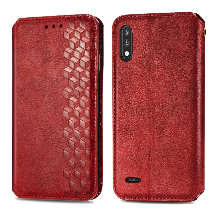 For LG K22 Cubic Grid Pressed Horizontal Flip Magnetic PU Leather Case with Holder & Card Slots & Wallet