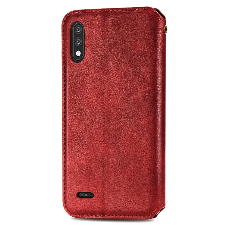 For LG K22 Cubic Grid Pressed Horizontal Flip Magnetic PU Leather Case with Holder & Card Slots & Wallet