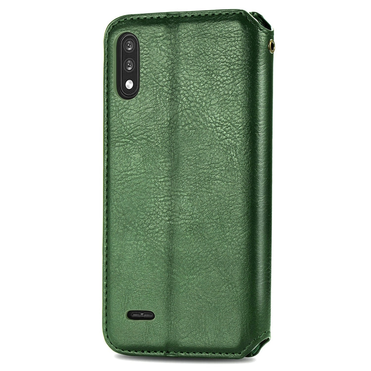 For LG K22 Cubic Grid Pressed Horizontal Flip Magnetic PU Leather Case with Holder & Card Slots & Wallet