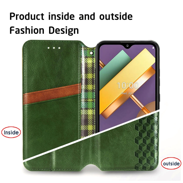 For LG K22 Cubic Grid Pressed Horizontal Flip Magnetic PU Leather Case with Holder & Card Slots & Wallet