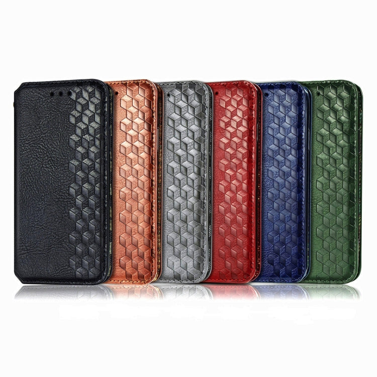 For LG K22 Cubic Grid Pressed Horizontal Flip Magnetic PU Leather Case with Holder & Card Slots & Wallet
