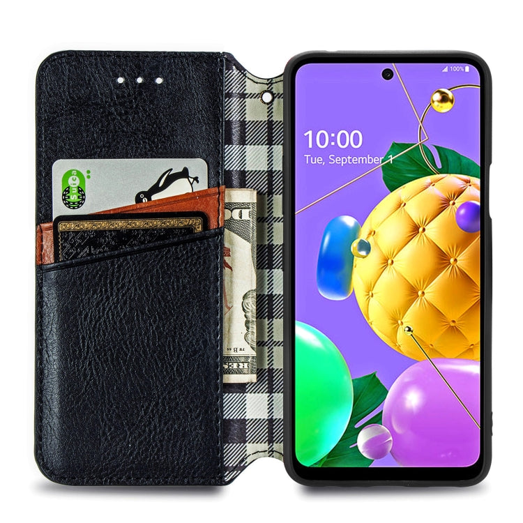 For LG K52 Cubic Grid Pressed Horizontal Flip Magnetic PU Leather Case with Holder & Card Slots & Wallet
