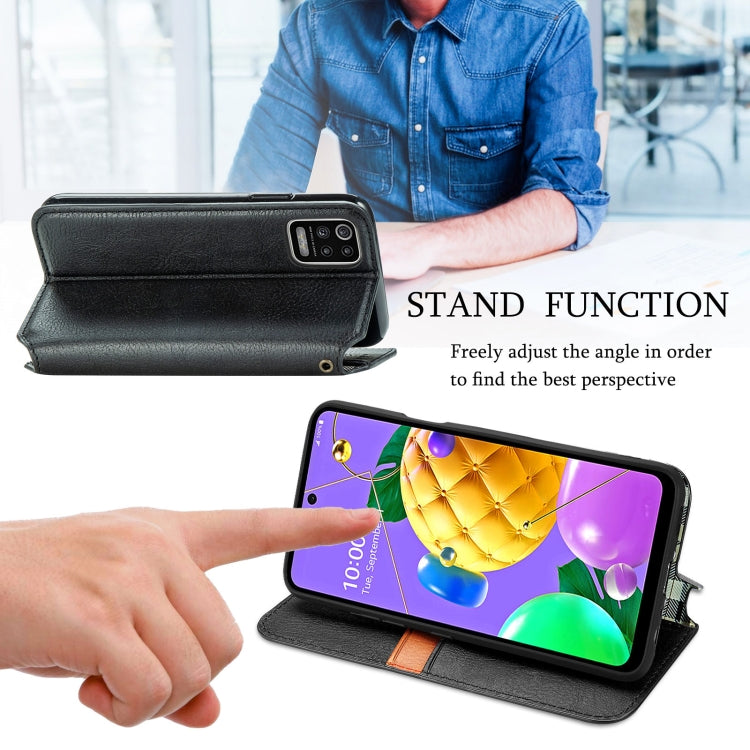 For LG K52 Cubic Grid Pressed Horizontal Flip Magnetic PU Leather Case with Holder & Card Slots & Wallet