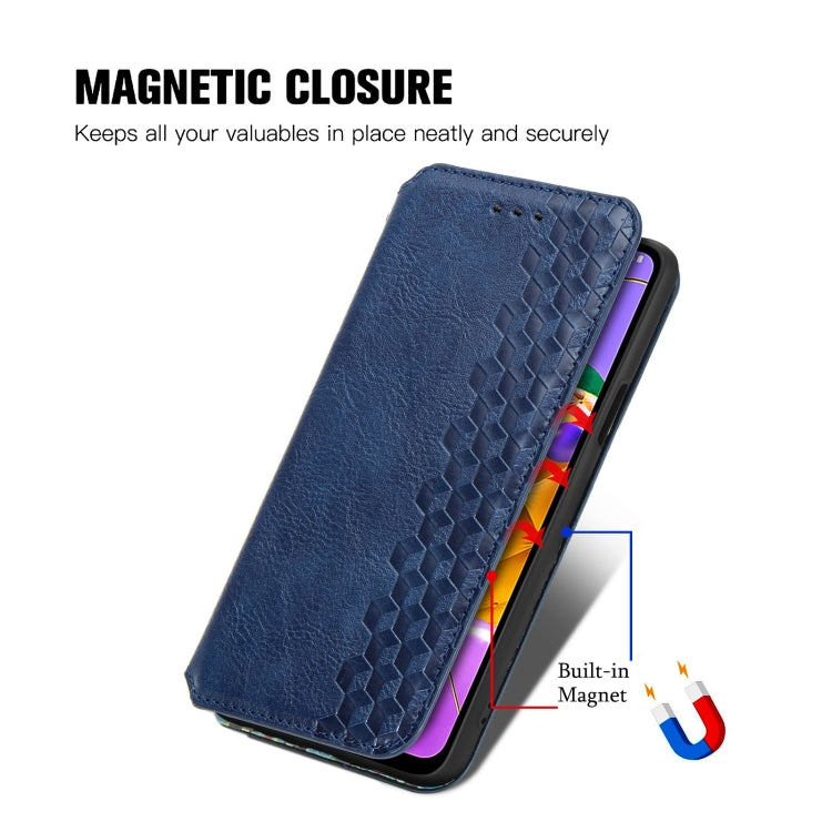 For LG K52 Cubic Grid Pressed Horizontal Flip Magnetic PU Leather Case with Holder & Card Slots & Wallet