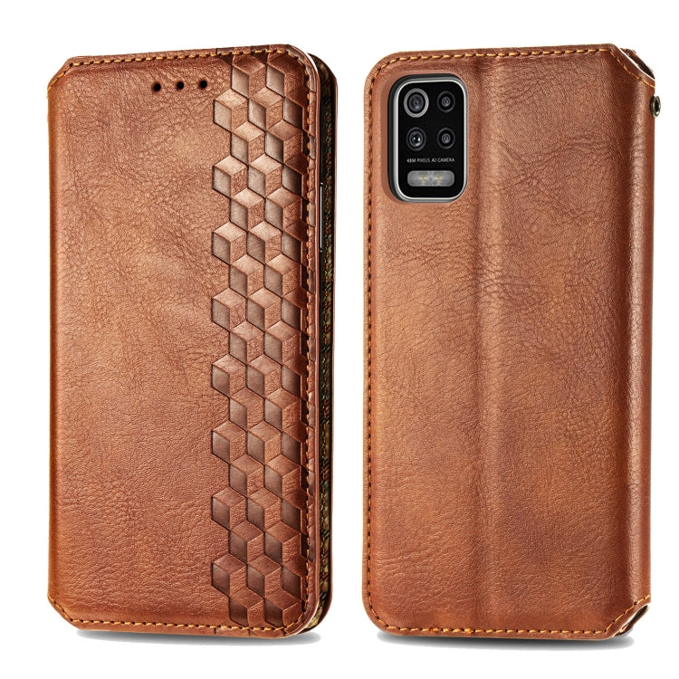 For LG K52 Cubic Grid Pressed Horizontal Flip Magnetic PU Leather Case with Holder & Card Slots & Wallet