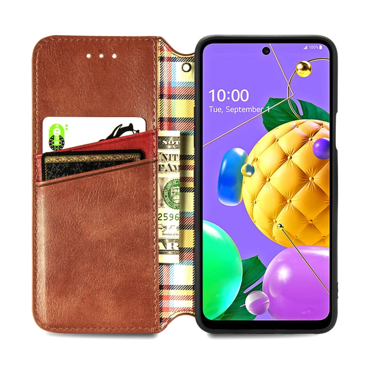 For LG K52 Cubic Grid Pressed Horizontal Flip Magnetic PU Leather Case with Holder & Card Slots & Wallet