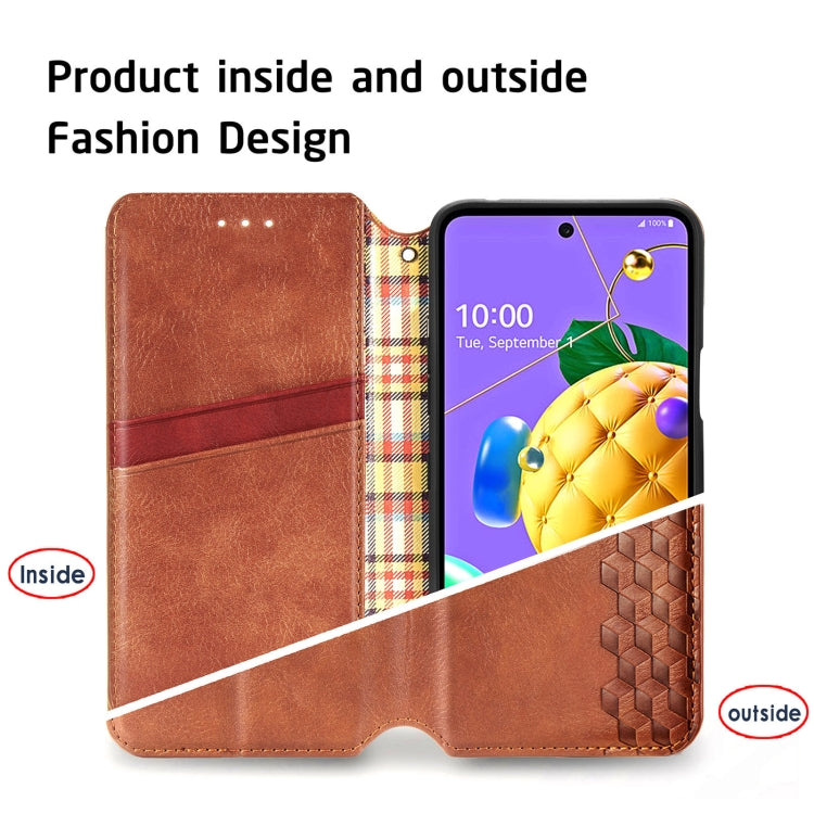For LG K52 Cubic Grid Pressed Horizontal Flip Magnetic PU Leather Case with Holder & Card Slots & Wallet
