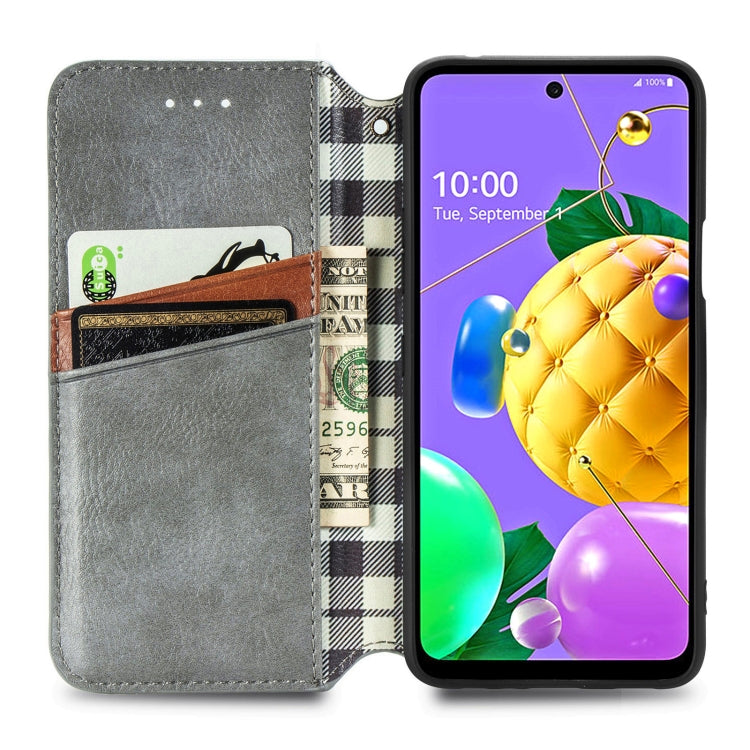 For LG K52 Cubic Grid Pressed Horizontal Flip Magnetic PU Leather Case with Holder & Card Slots & Wallet