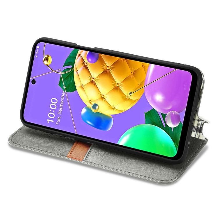 For LG K52 Cubic Grid Pressed Horizontal Flip Magnetic PU Leather Case with Holder & Card Slots & Wallet