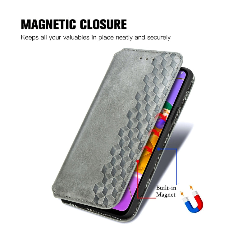 For LG K52 Cubic Grid Pressed Horizontal Flip Magnetic PU Leather Case with Holder & Card Slots & Wallet